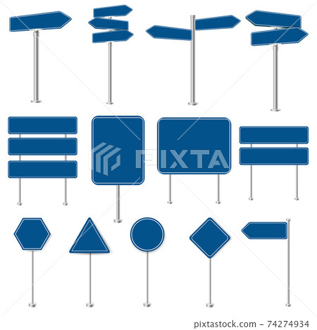 Big Set Stop Signs And Traffic Sign Collection White Background 74274934