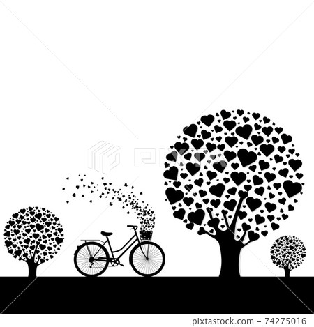 Black Wood With Hearts With Bicycle 74275016