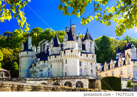 Beautiful fairytale castles of Loire valley. Usse. Landmarks of France Beautiful fairytale castles of Loire valley. Usse. Landmarks of France 74275128