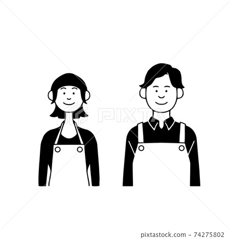 一個男人和一個女人在圍裙 一個男人和一個女人在圍裙 74275802