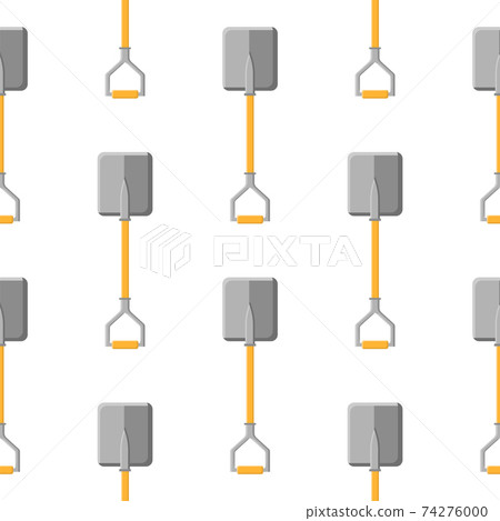 Seamless pattern with cartoon shovels on white background. Garden spade. Gardening tool. Vector illustration for any design 74276000