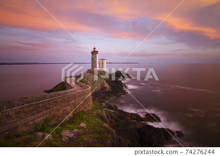 Lighthouse Phare du Petit Minou at sunset, Brittany, France 74276244