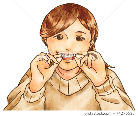 Woman wearing a mouthpiece 74276583