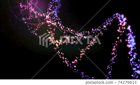 Futuristic illustration of a deoxyribonucleic acid double helix composed of luminous dots - 3d illustration 74276613