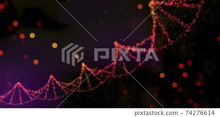 Futuristic illustration of a deoxyribonucleic acid double helix composed of luminous dots - 3d illustration Futuristic illustration of a deoxyribonucleic acid double helix composed of luminous dots - 3d illustration 74276614