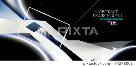 Dark abstract background, hex texture. White, black combination light line and technology shapes. 74278001