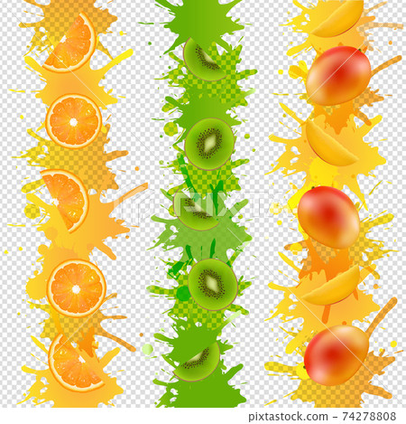 Fruits Border With Paint Isolated Transparent Background Fruits Border With Paint Isolated Transparent Background 74278808