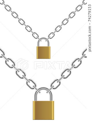Padlock with chain vector design illustration isolated on white background 74279153