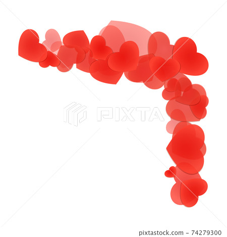 Decorative corner of hearts for postcard design and framing. Decorative corner of hearts for postcard design and framing. 74279300