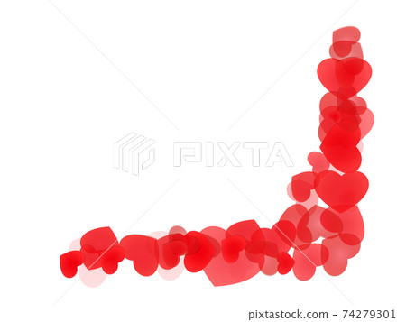 Corner of piled hearts for frame edging and postcard decor. 74279301