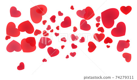 Corner of piled hearts for frame edging and postcard decor. 74279311