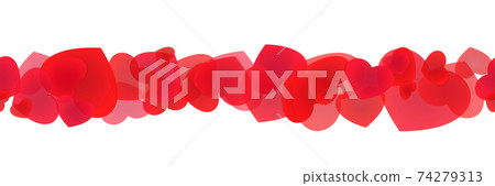 Seamless banner with scattered hearts. Decorative framing line with various hearts. Seamless banner with scattered hearts. Decorative framing line with various hearts. 74279313