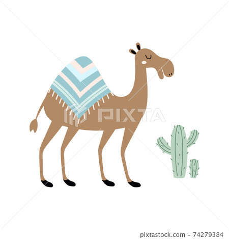 cute camel isolated on white, vector illustration 74279384