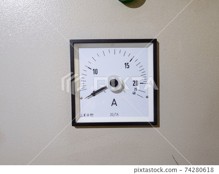 Electrical appliance analog ammeter. Control panel with ammeter devices. Electrical appliance analog ammeter. Control panel with ammeter devices. 74280618