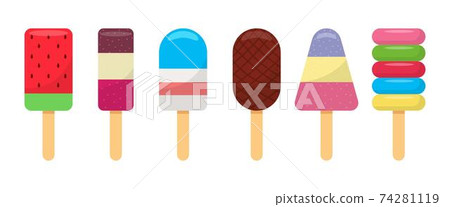 Stick ice cream collection vector design illustration isolated on white background 74281119