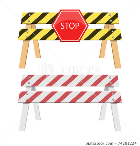 Stop barrier vector design illustration isolated on white background Stop barrier vector design illustration isolated on white background 74281224