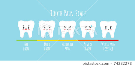 Pain measurement scale with tooth kids character. Pain measurement scale with tooth kids character. 74282278