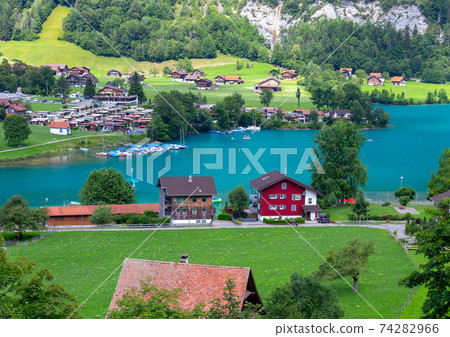 An old medieval village in the Swiss Alps. 74282966