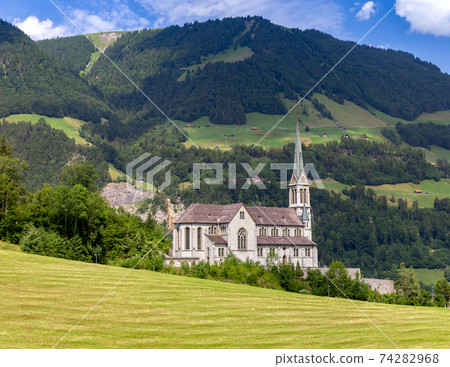 An old medieval village in the Swiss Alps. An old medieval village in the Swiss Alps. 74282968