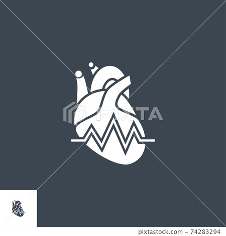 Heartbeat Ratev related vector glyph icon. 74283294