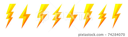 Yellow lightning bolt icons isolated on white... - Stock Illustration ...