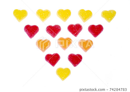 Fruit jelly marmalade of different colors on white background. Studio Photo Fruit jelly marmalade of different colors on white background. Studio Photo 74284783