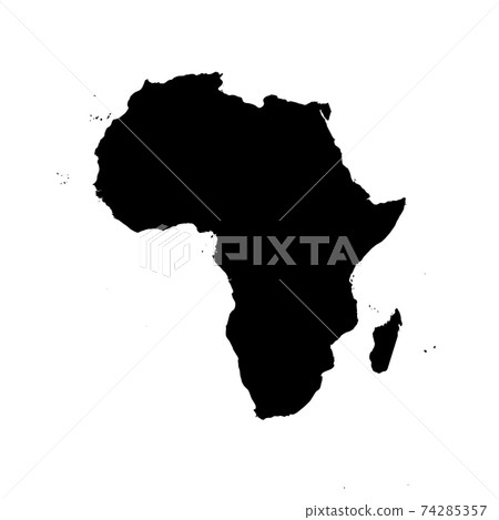 Africa black silhouette. Contour map of continent. Simple flat vector illustration Africa black silhouette. Contour map of continent. Simple flat vector illustration 74285357