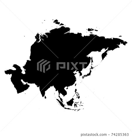 Asia black silhouette. Contour map of continent. Simple flat vector illustration Asia black silhouette. Contour map of continent. Simple flat vector illustration 74285363
