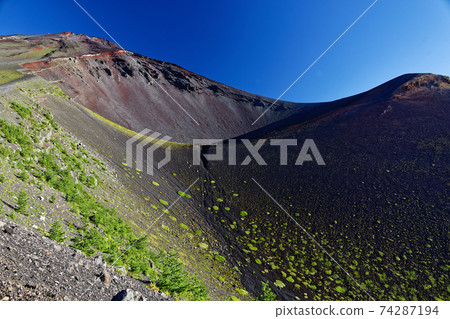 Mt. Fuji summit and Hoei crater Mt. Fuji summit and Hoei crater 74287194