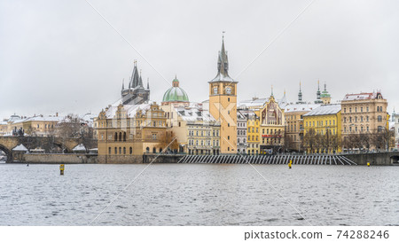 Vltava River in winter 74288246
