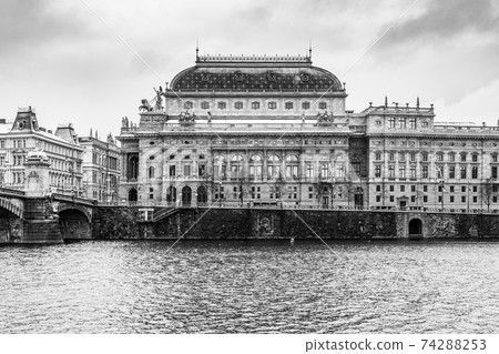 National Theatre in Prague in winter 74288253