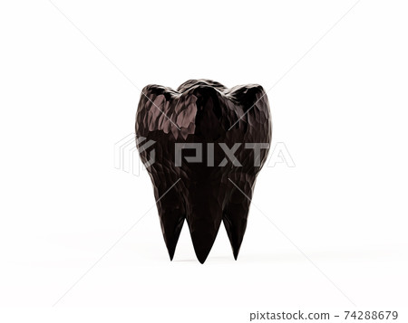 Dirty plaque brown molar tooth, 3d illustration 74288679