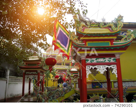 temple in the traditional architectural style of the east, Hai Duong, Viet Nam 74290101