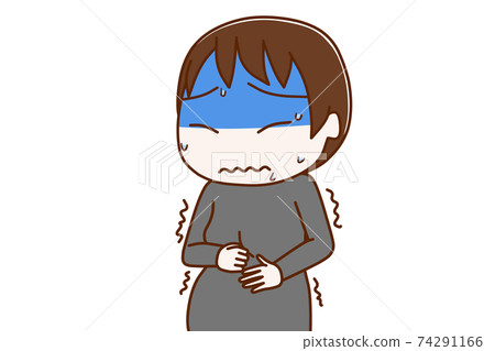 Pregnant woman who has a stomachache and is deep blue 74291166