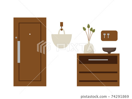 Illustration of a brown front door 74291869