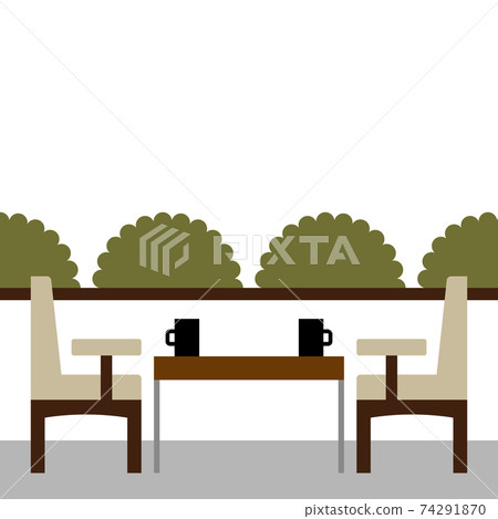 Illustration of a table seat by the window in the store 74291870