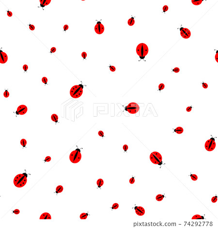 Fashion animal seamless pattern with colorful ladybags on white background. Template design for invitation, poster, card, fabric, textile. Cute holiday illustration for baby. 74292778