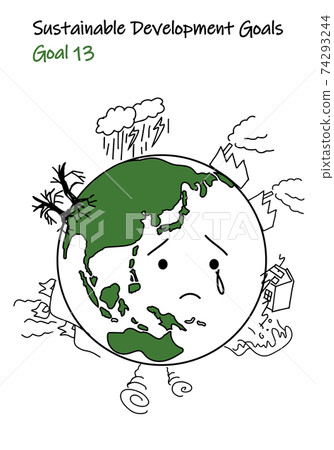Designated color simple two-color illustration for SDGs GOAL 13 (Northern Hemisphere) 74293244