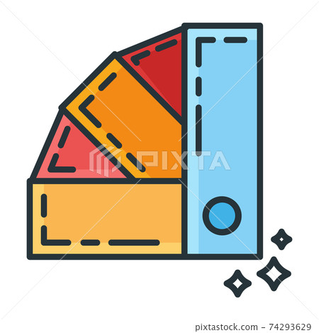 Concept design color palette icon renovation house, paint the house solution flat line vector illustration, isolated on white. 74293629