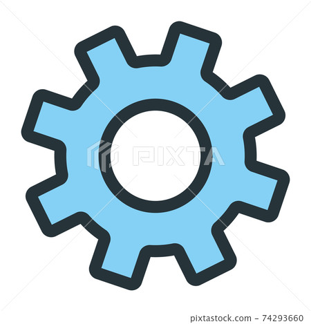 Gear pinion mechanism icon, concept engineering stuff object line flat vector illustration art, isolated on white Gear pinion mechanism icon, concept engineering stuff object line flat vector illustration art, isolated on white 74293660