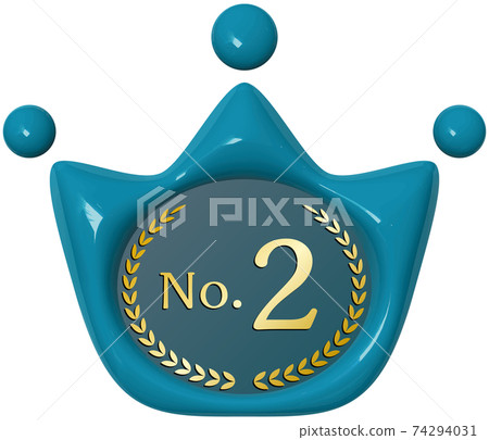 No.2 Crown-shaped blue sealing wax-like mark Vector illustration background transparent 74294031