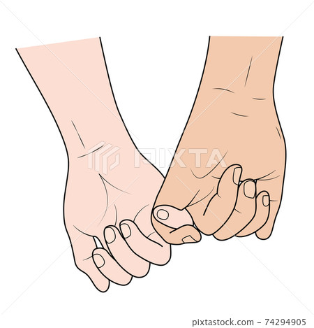 Happy couple holding hands. Vector illustration. 74294905