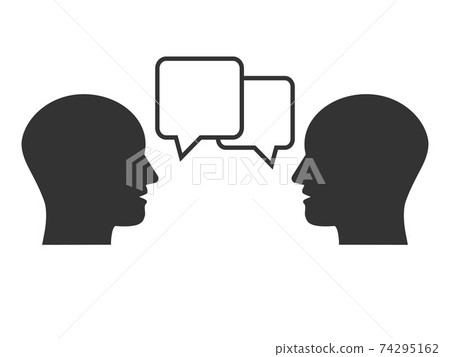 Head, people, listen and speak icon. Vector illustration, flat design. Head, people, listen and speak icon. Vector illustration, flat design. 74295162