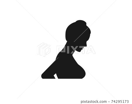 Woman head silhouette. Vector illustration. Flat. black 74295173