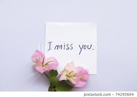i miss you message card with pink flower bougainvillea i miss you message card with pink flower bougainvillea 74295604