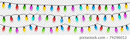 Christmas glowing lights. Festival garlands with colorful bulbs. Greeting card design element. New Christmas glowing lights. Festival garlands with colorful bulbs. Greeting card design element. New 74296012