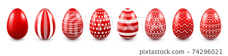 Colorful Easter eggs isolated on white background. Seasonal spring decoration element. Egg hunt game Colorful Easter eggs isolated on white background. Seasonal spring decoration element. Egg hunt game 74296021