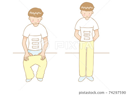 Corset person standing up with pants on 74297590