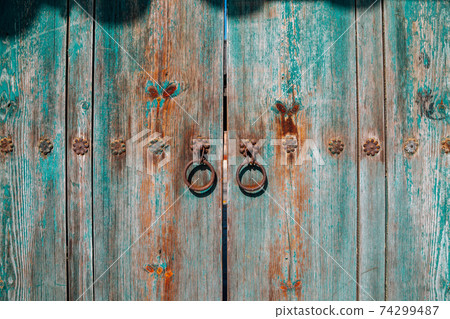 Korean traditional wooden door at Yeongnamnu pavilion in Miryang, Korea Korean traditional wooden door at Yeongnamnu pavilion in Miryang, Korea 74299487