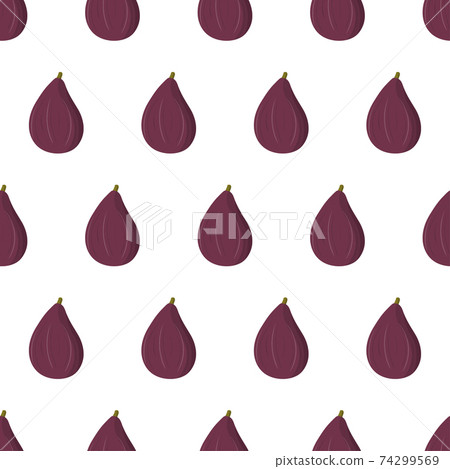 Seamless pattern on white background with hand drawn vector purple fig fruit. 74299569